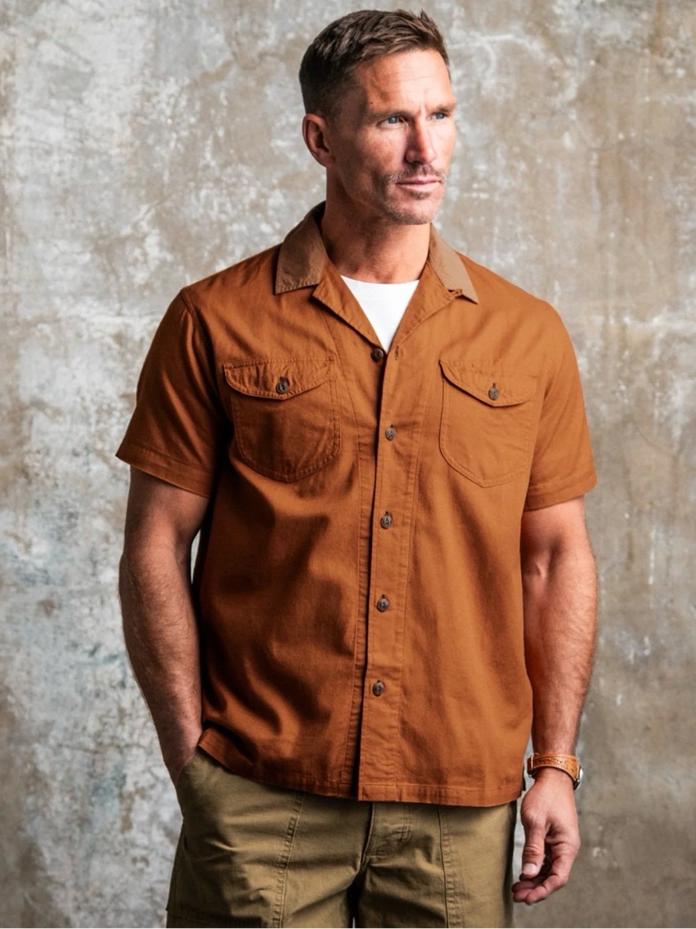 Line Of Trade Station Shirt Men’s Sz L Clay Button Up Gorpcore Tradesmen NWOT